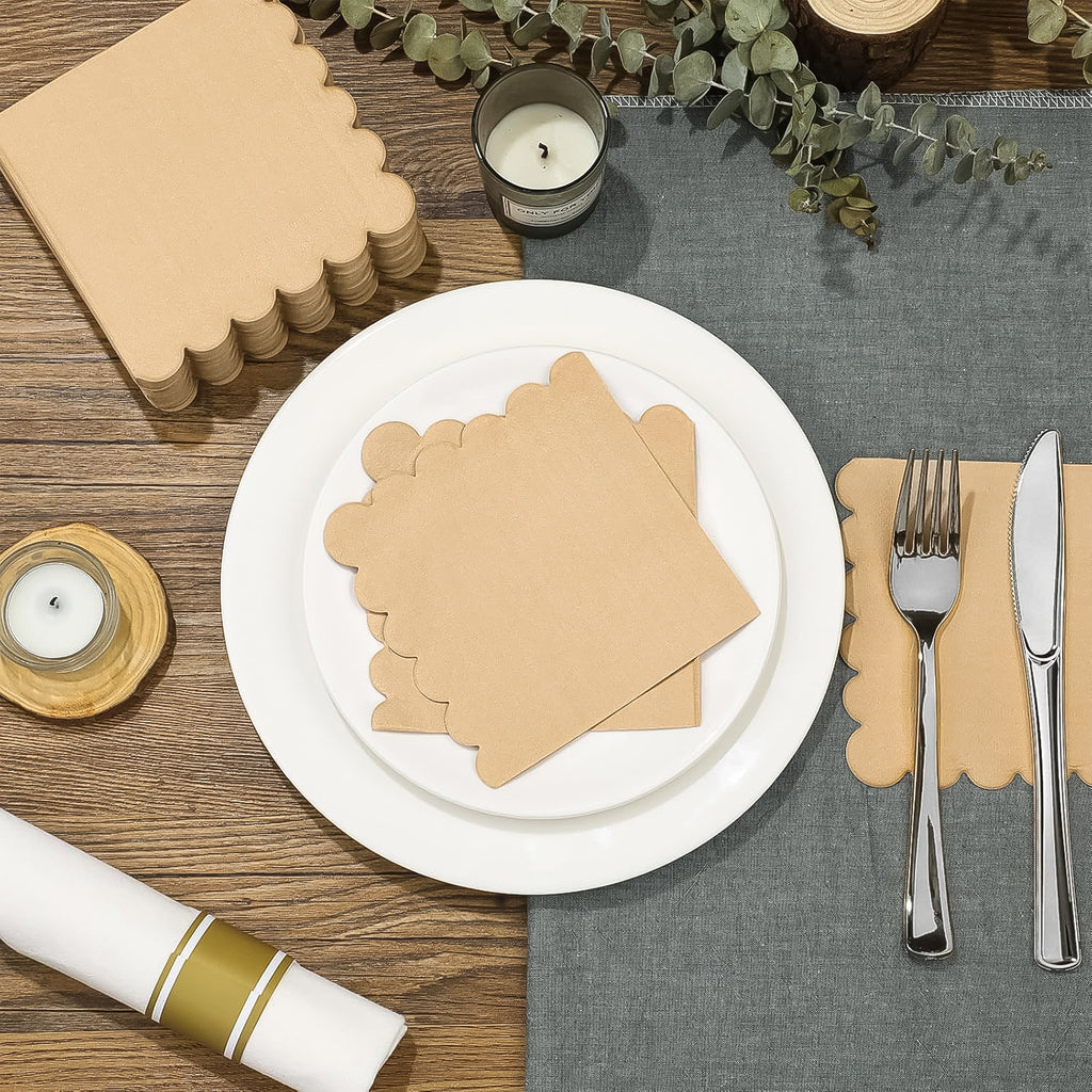 Disposable Scalloped Edge Tissue Napkins Set (120 Pc)