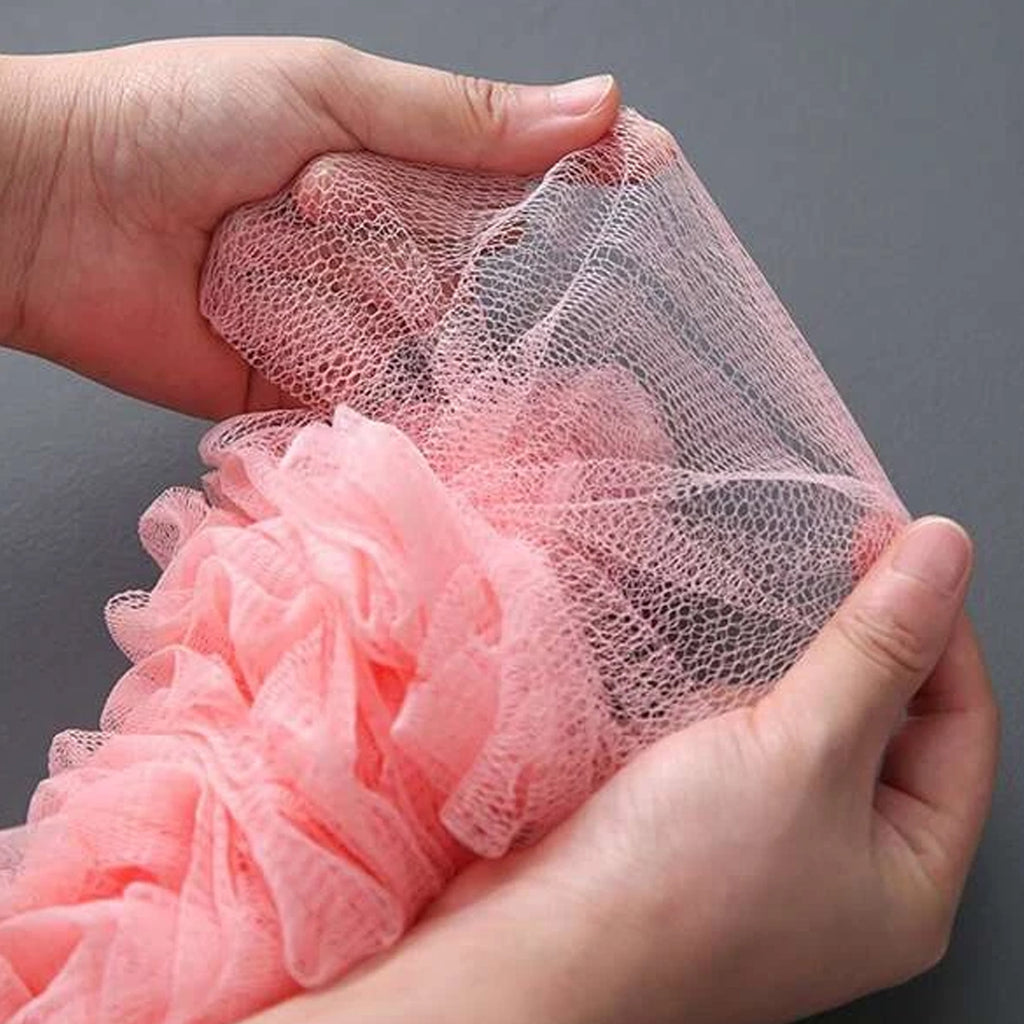 6702 Loofah Back Scrubber For Shower Long Handle Bath Sponge Shower Brush Soft Nylon Mesh Back Cleaner Washer Body Bath Brush For Women And Men Bathroom Shower Accessories