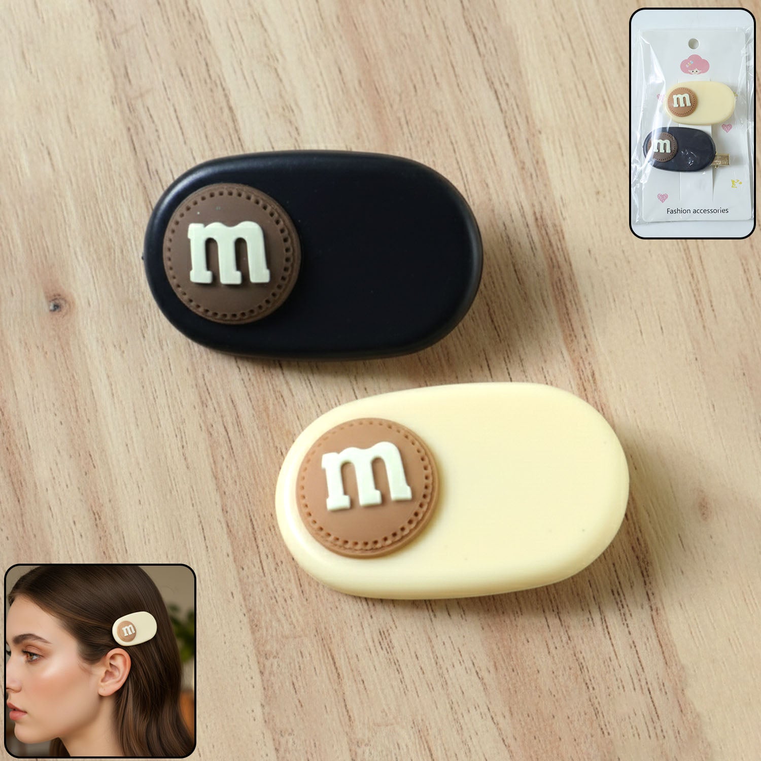 Alphabet Letter Design Decorative Hair Clips Set (2 Pc)