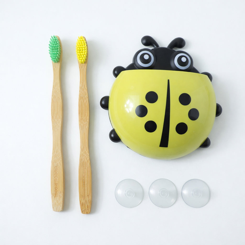 Cute Ladybug Toothbrush Holder With Toothbrush Combo Set