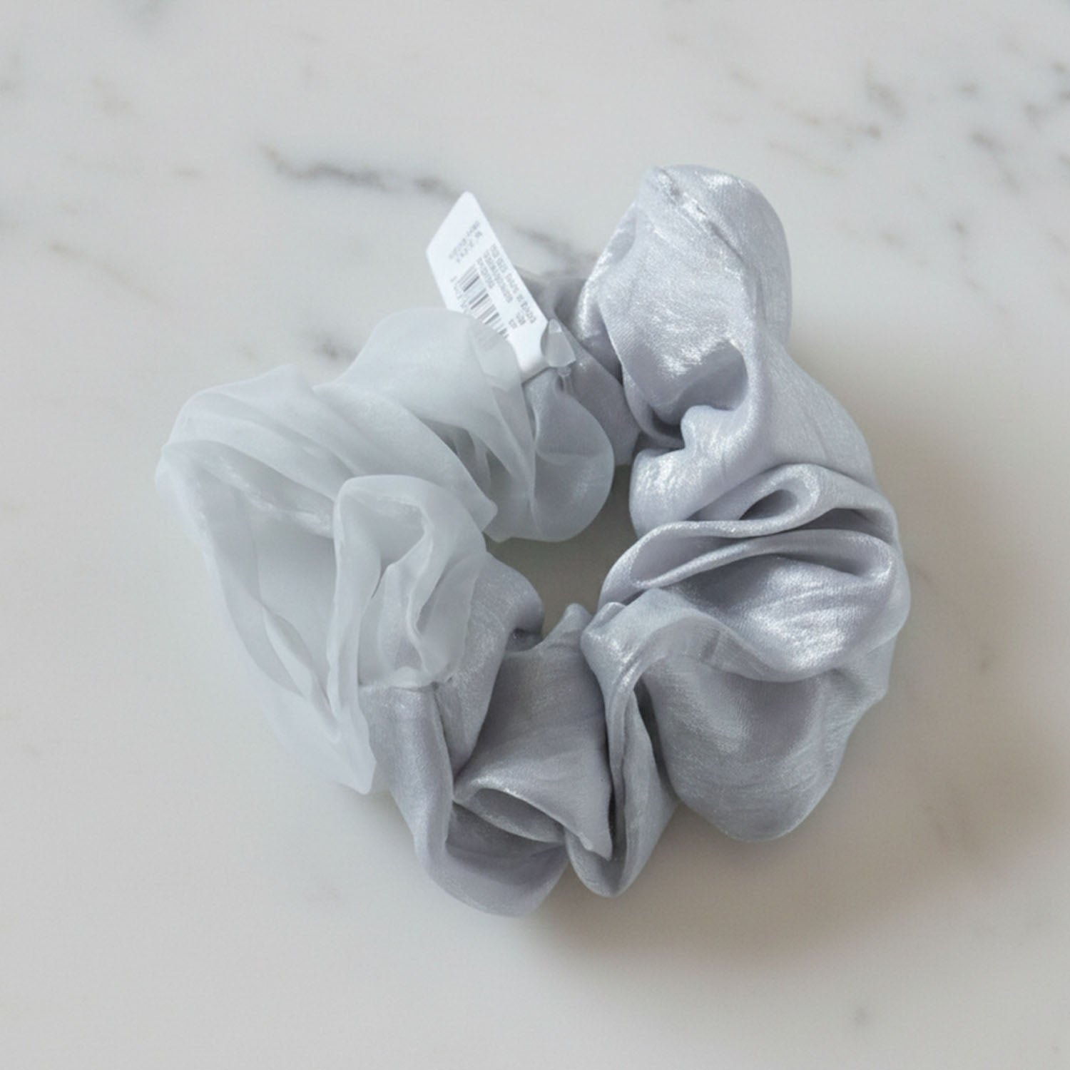 Dual-tone Satin  Mesh Fabric Hair Scrunchie (1 Pc)