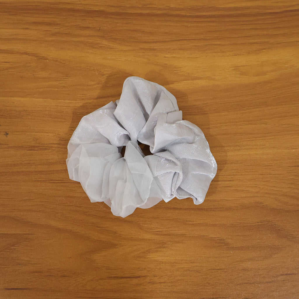 Dual-tone Satin  Mesh Fabric Hair Scrunchie (1 Pc)