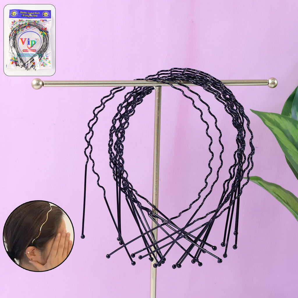 Premium Metal Wave Hair Bands For Men  Women (12 Pc)